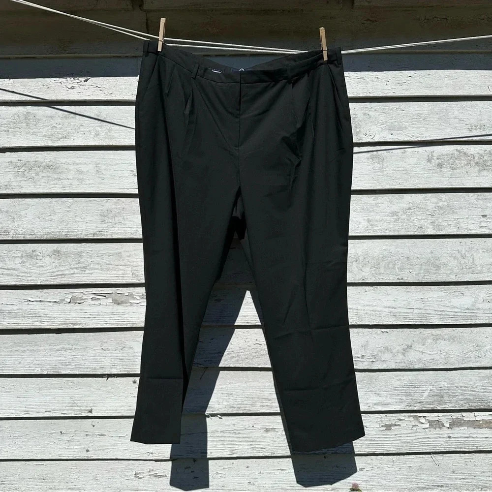 Lands'End Womens outfitters black dress pants hidden elastic in waist plus size
